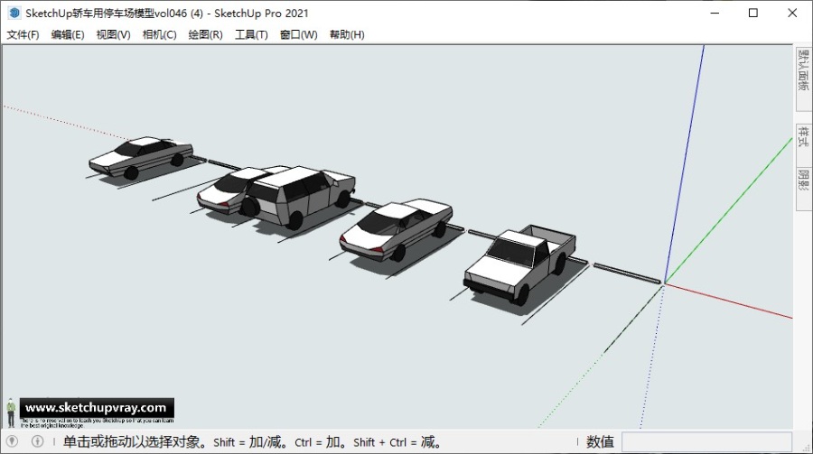 SketchUp轿车用停车场模型vol046