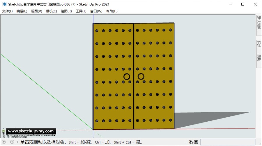 SketchUp自学室内中式古门窗模型vol086