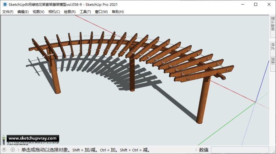 SketchUp休闲绿地花架廊架藤架模型vol.058