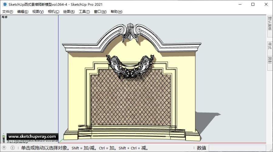 SketchUp西式景墙隔断模型vol.064