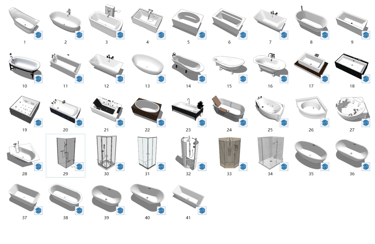 SketchUp浴缸淋浴模型20240409