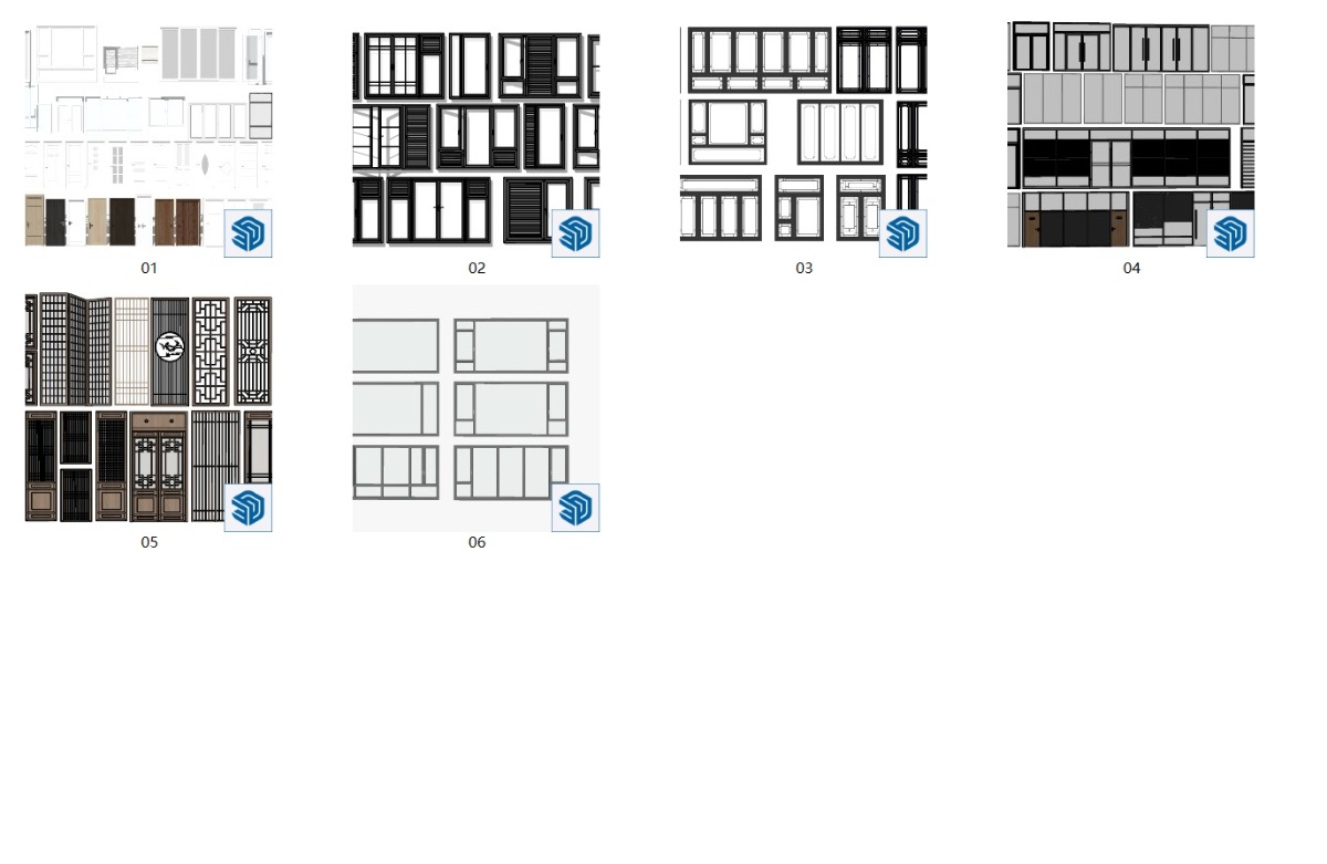 SketchUp室内单体模型门窗su模型草图大师模型免费下载20240723