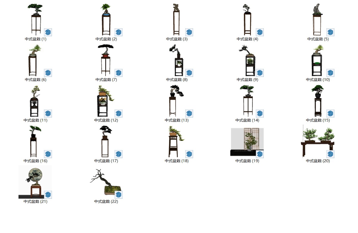 SketchUp中式植物盆栽模型su模型草图大师模型免费下载20240813