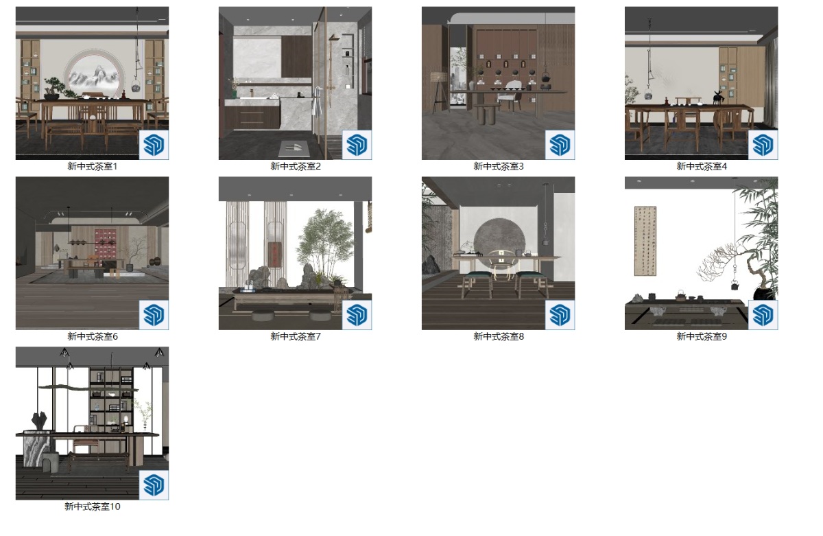 SketchUp新中式茶室模型su模型草图大师模型免费下载20240816