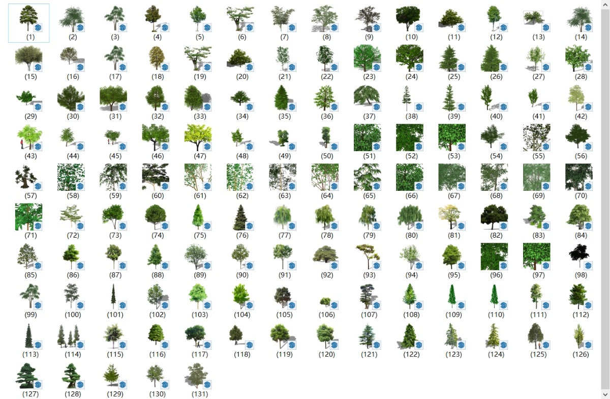 SketchUp园林景观单体模型-绿色乔木（综合）su模型草图大师模型免费下载202401228