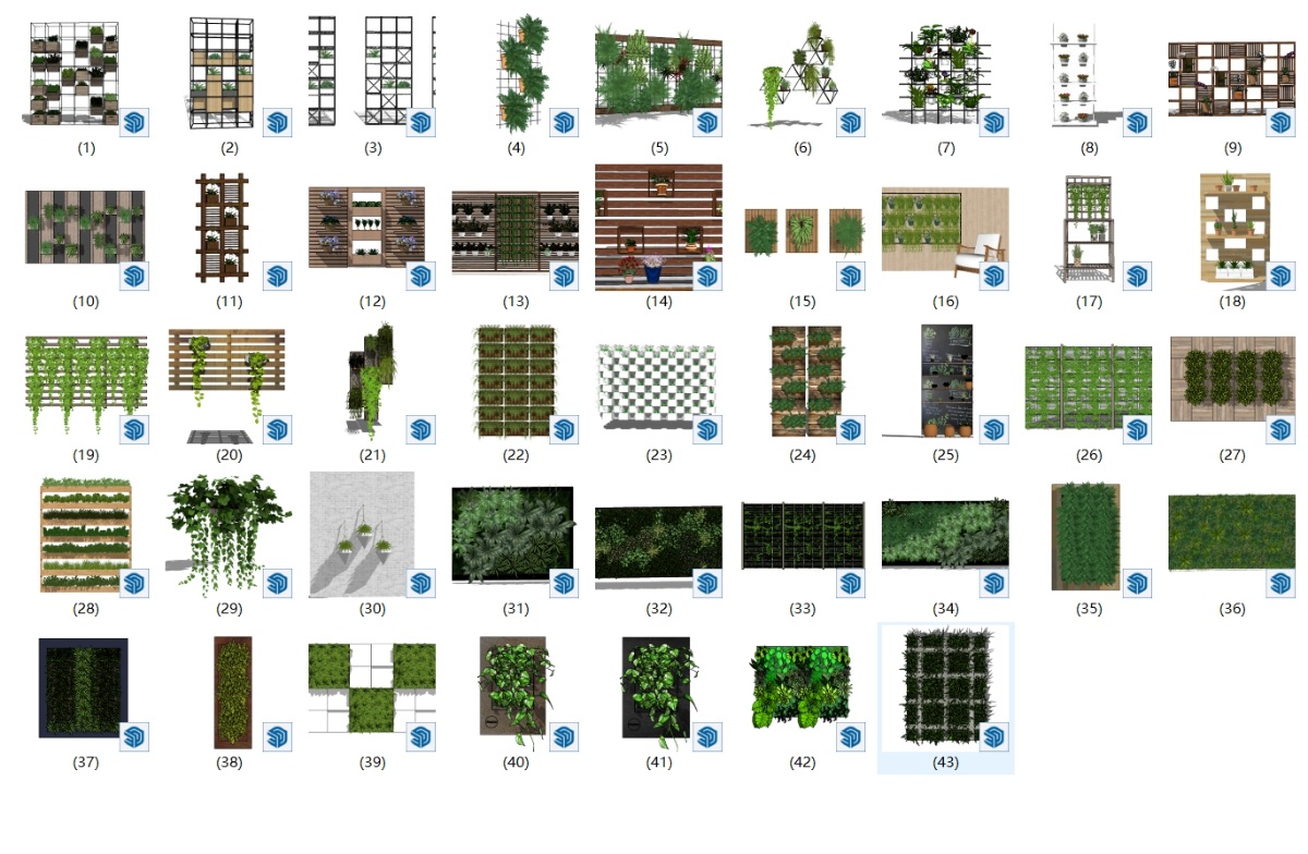 SketchUp园林景观单体模型-花墙su模型草图大师模型免费下载20250208