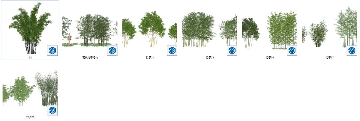 SketchUp园林景观模型-竹子su模型草图大师模型免费下载20240910