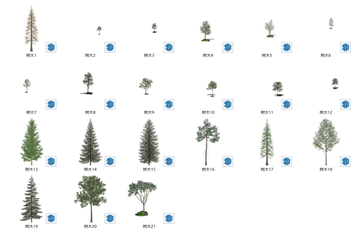 SketchUp园林景观模型-树木su模型草图大师模型免费下载20240903
