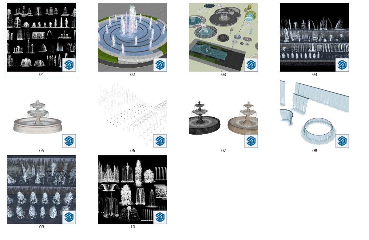 SketchUp园林景观模型-喷泉su模型草图大师模型免费下载20240831