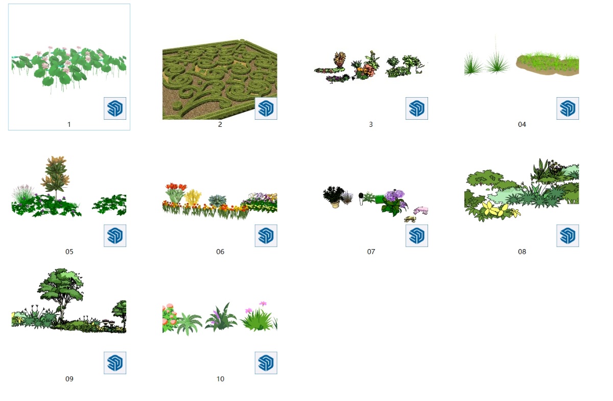 SketchUp园林景观单体模型-3D地被灌木花卉su模型草图大师模型免费下载20250117