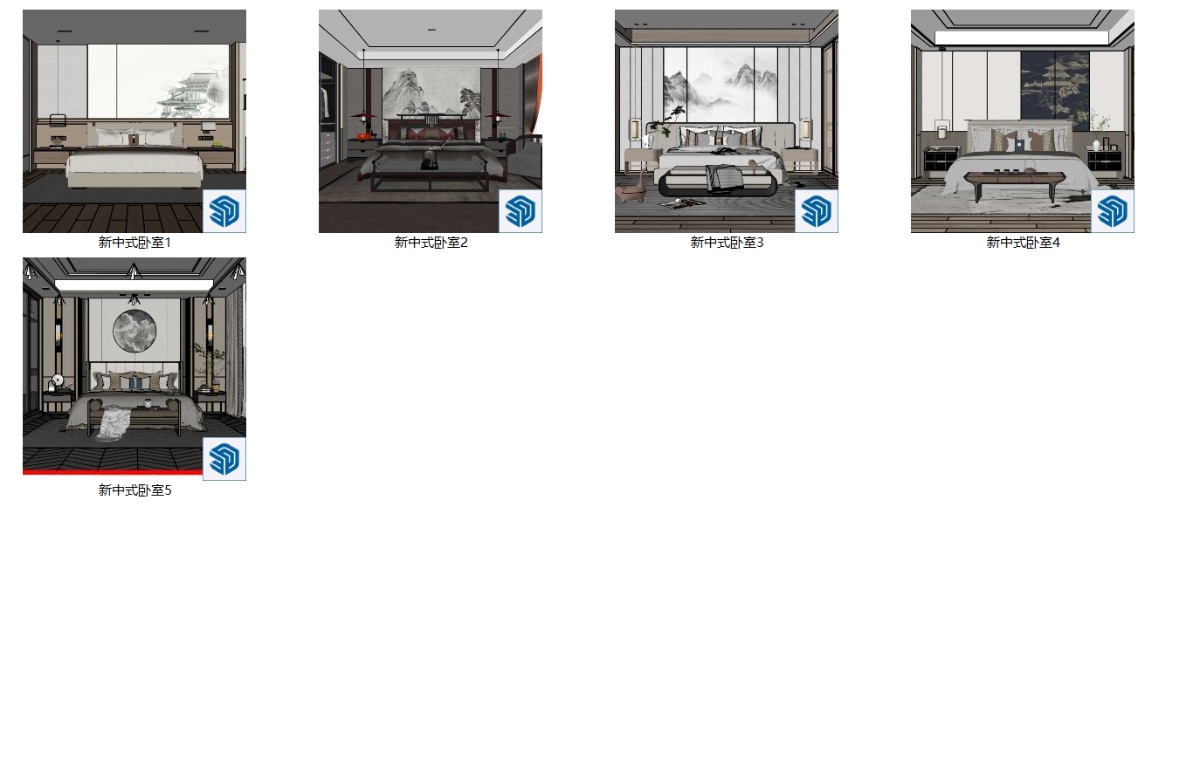 SketchUp新中式卧室模型20240819