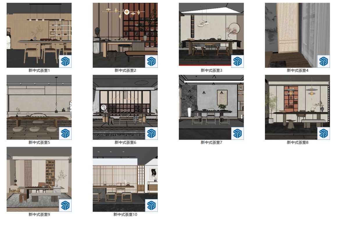 SketchUp新中式茶室模型su模型草图大师模型免费下载20240816