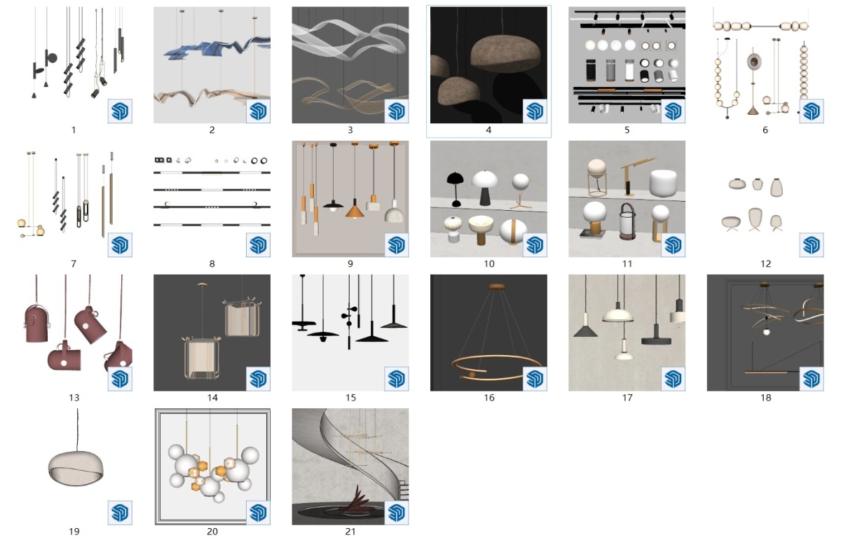 SketchUp室内单体模型灯具su模型草图大师模型免费下载20240721