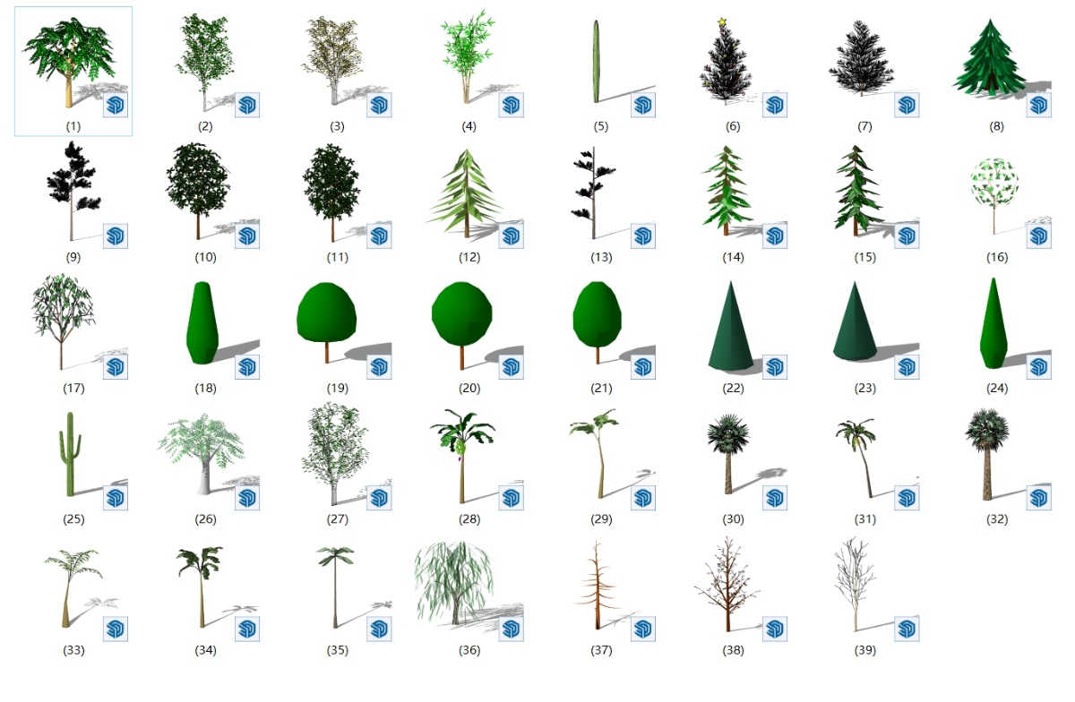 SketchUp园林景观单体模型-3D植物su模型草图大师模型免费下载20250113