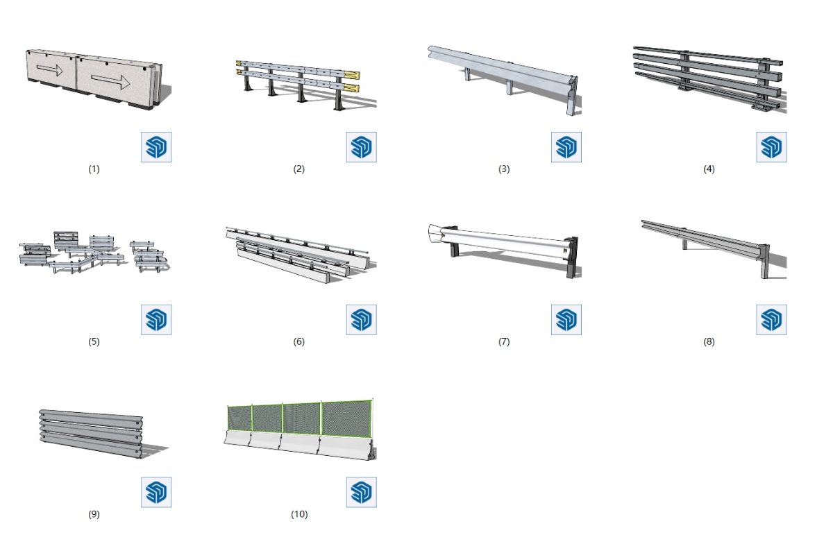 SketchUp园林景观单体模型-道路护栏su模型草图大师模型免费下载20250204